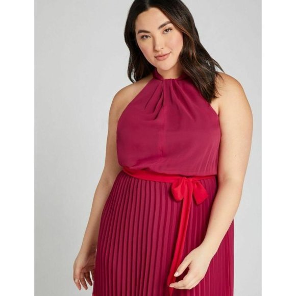 Lane Bryant Pleated Colorblock Fit & Flare Dress 18 - Picture 2 of 3